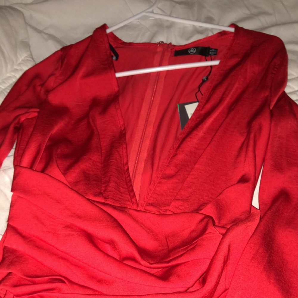 Red Silky Panelled Shift Dress